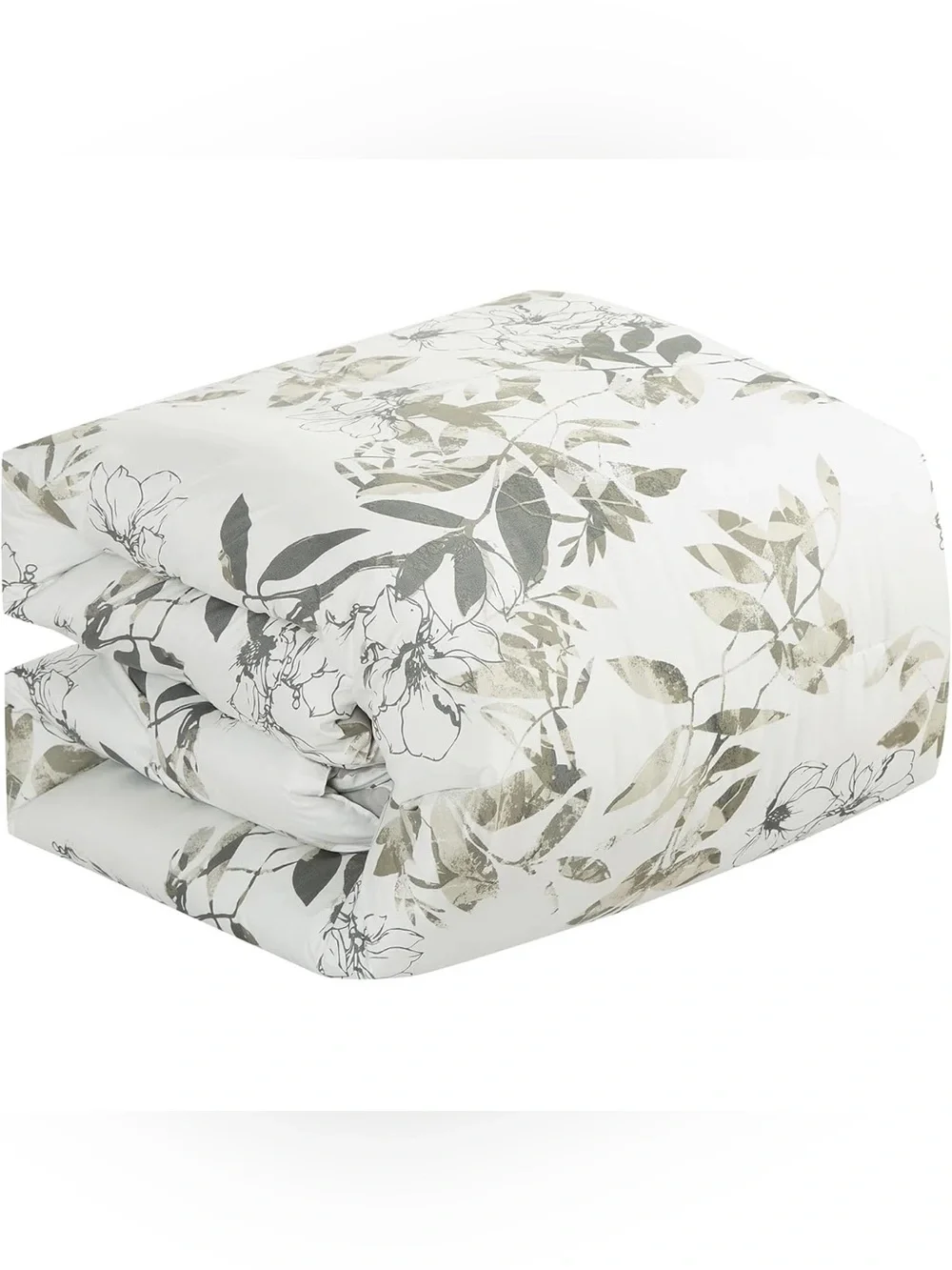 Floral Leaf king 3 piece Comforter Set in Neutral/Gray
